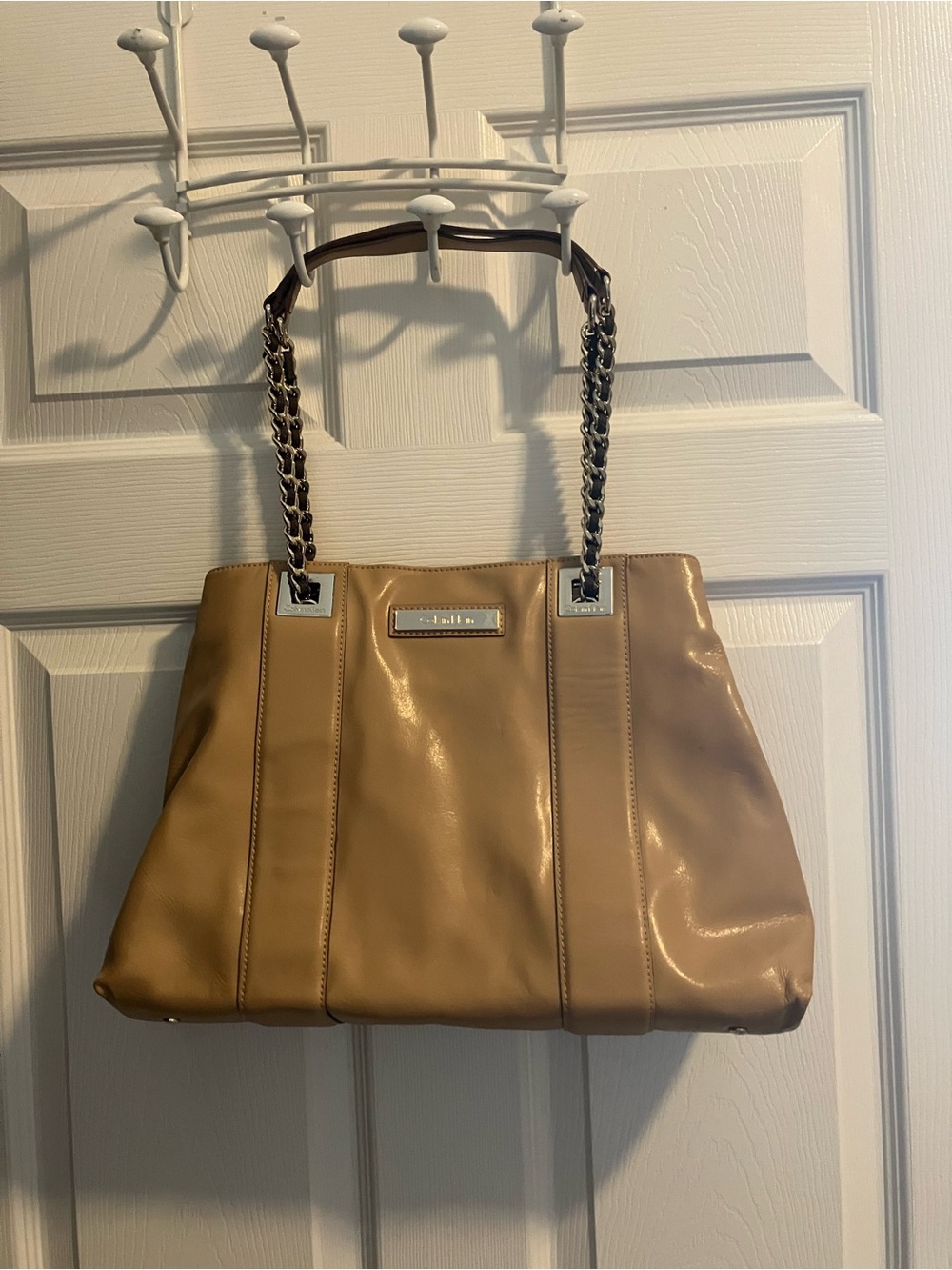 Calvin Klein Tan Shoulder Tote with Chain-Strap Handles